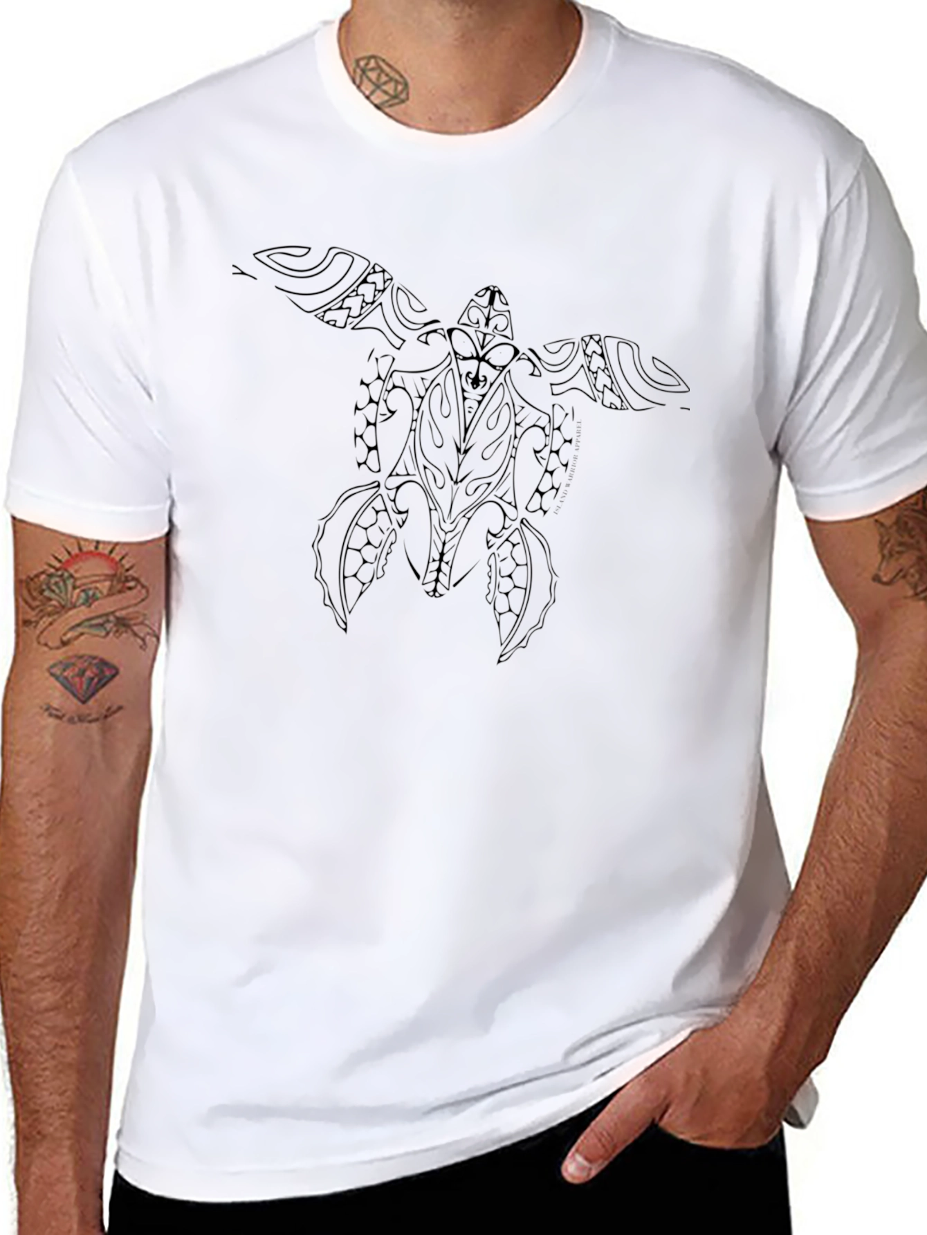 Tribal Turtle Graphic Tee - Classic Black