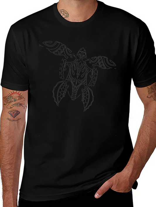Tribal Turtle Graphic Tee - Classic Black