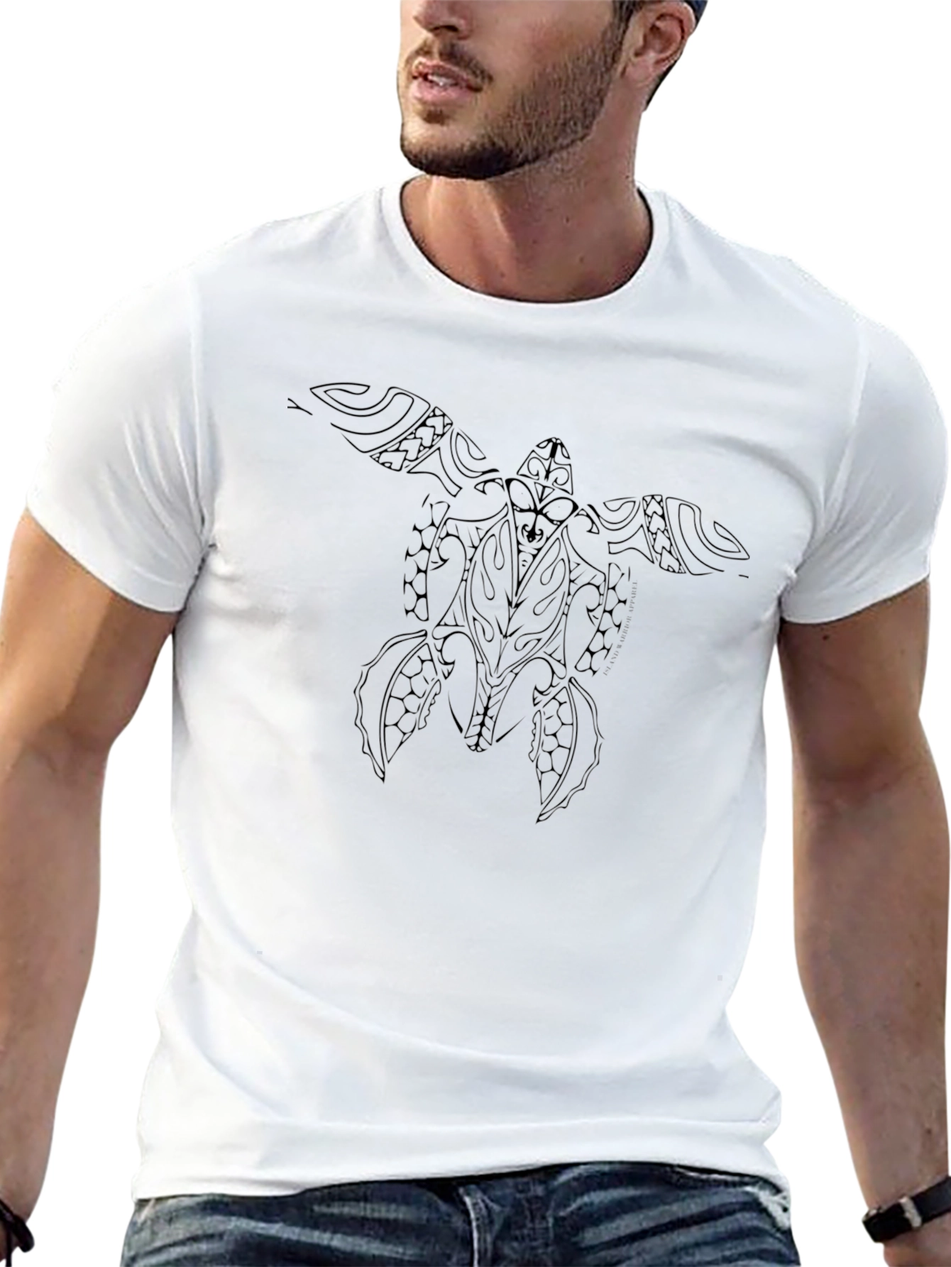 Tribal Turtle Graphic Tee - Classic Black
