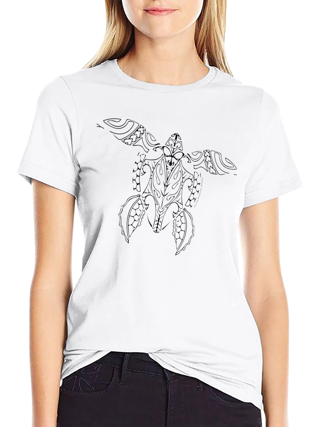 Tribal Turtle Graphic Tee - Classic Black