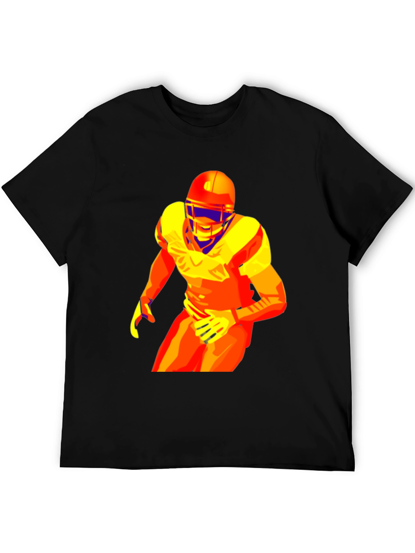 Bold Football Player Graphic Black T-Shirt