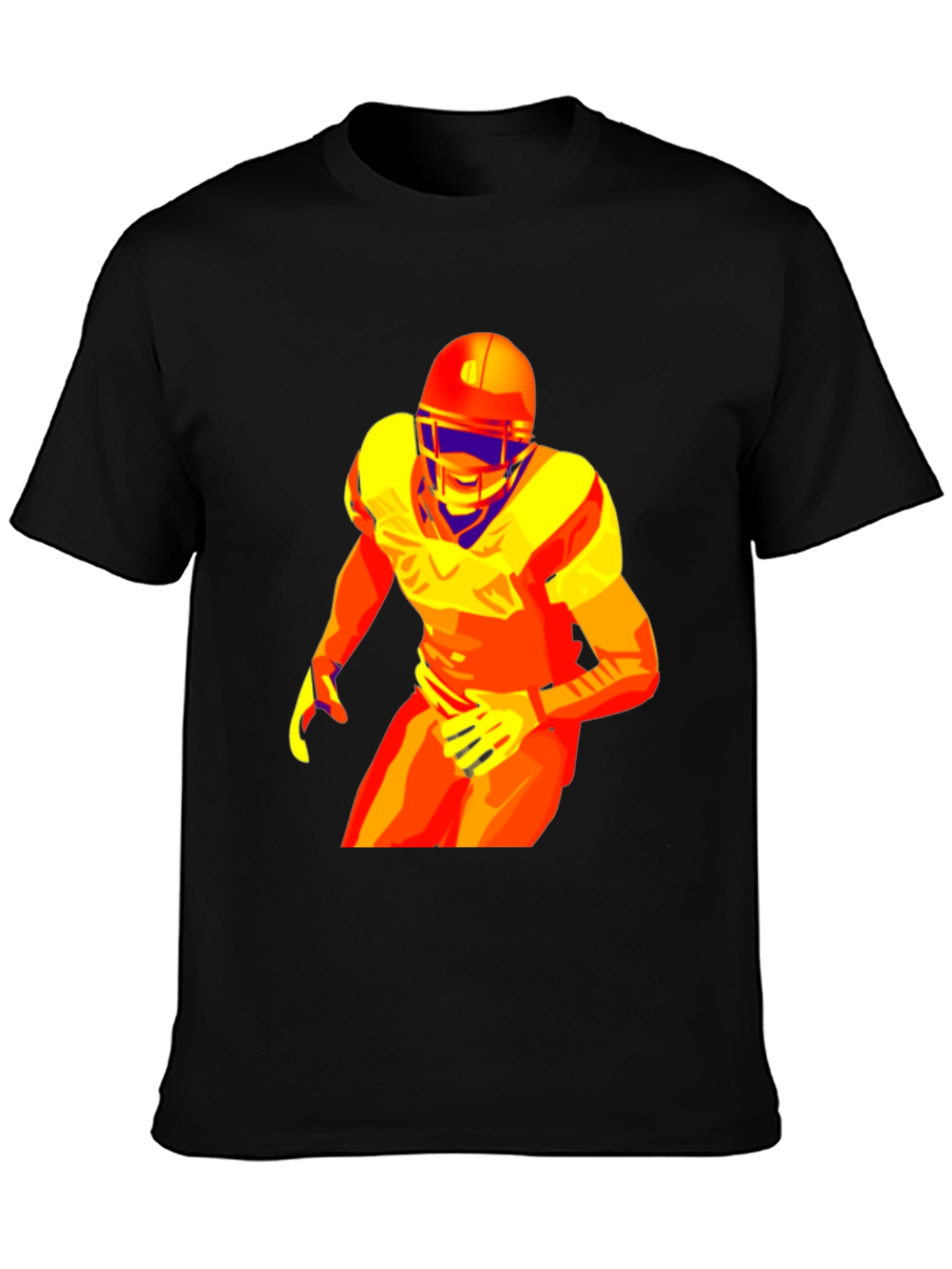 Bold Football Player Graphic Black T-Shirt