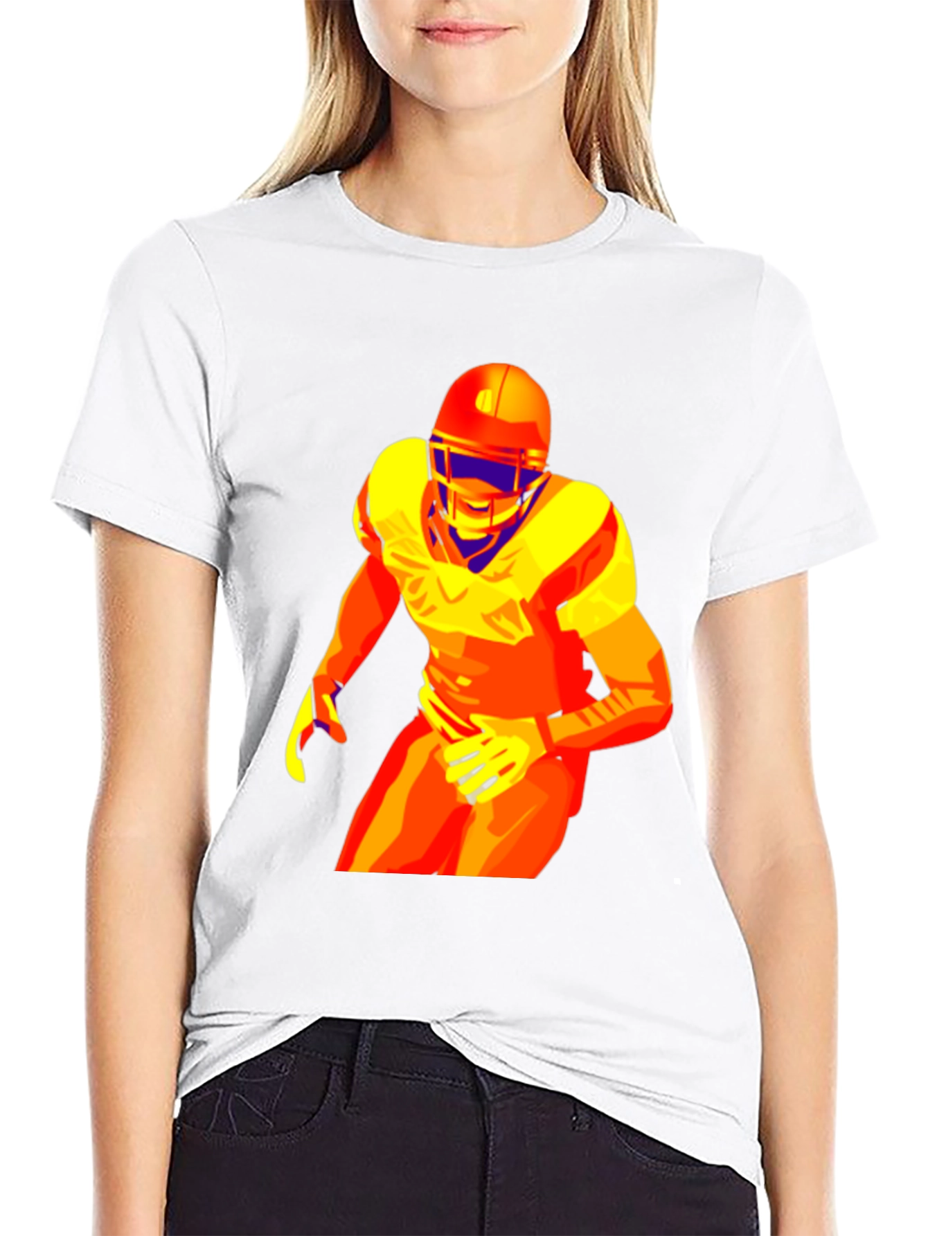Bold Football Player Graphic Black T-Shirt