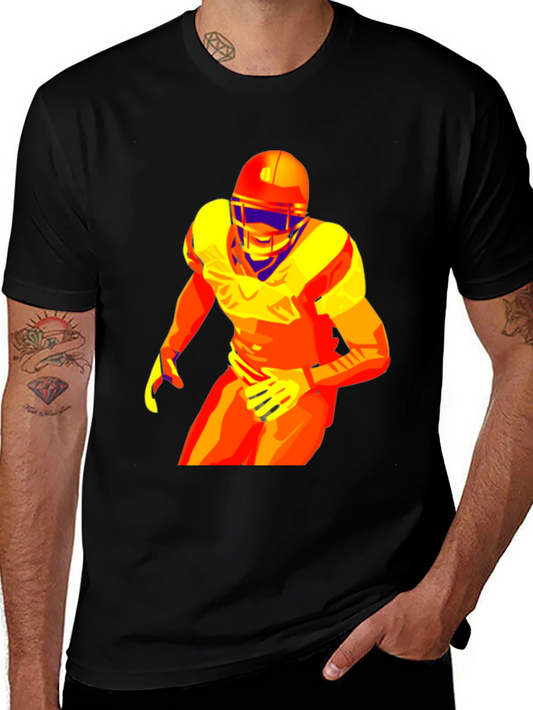 Bold Football Player Graphic Black T-Shirt