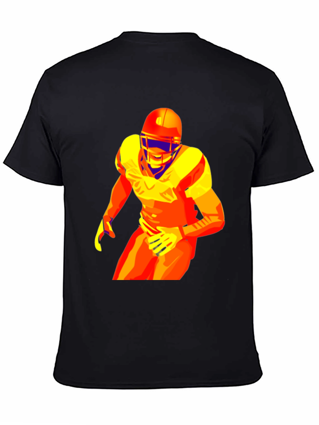 Bold Football Player Graphic Black T-Shirt