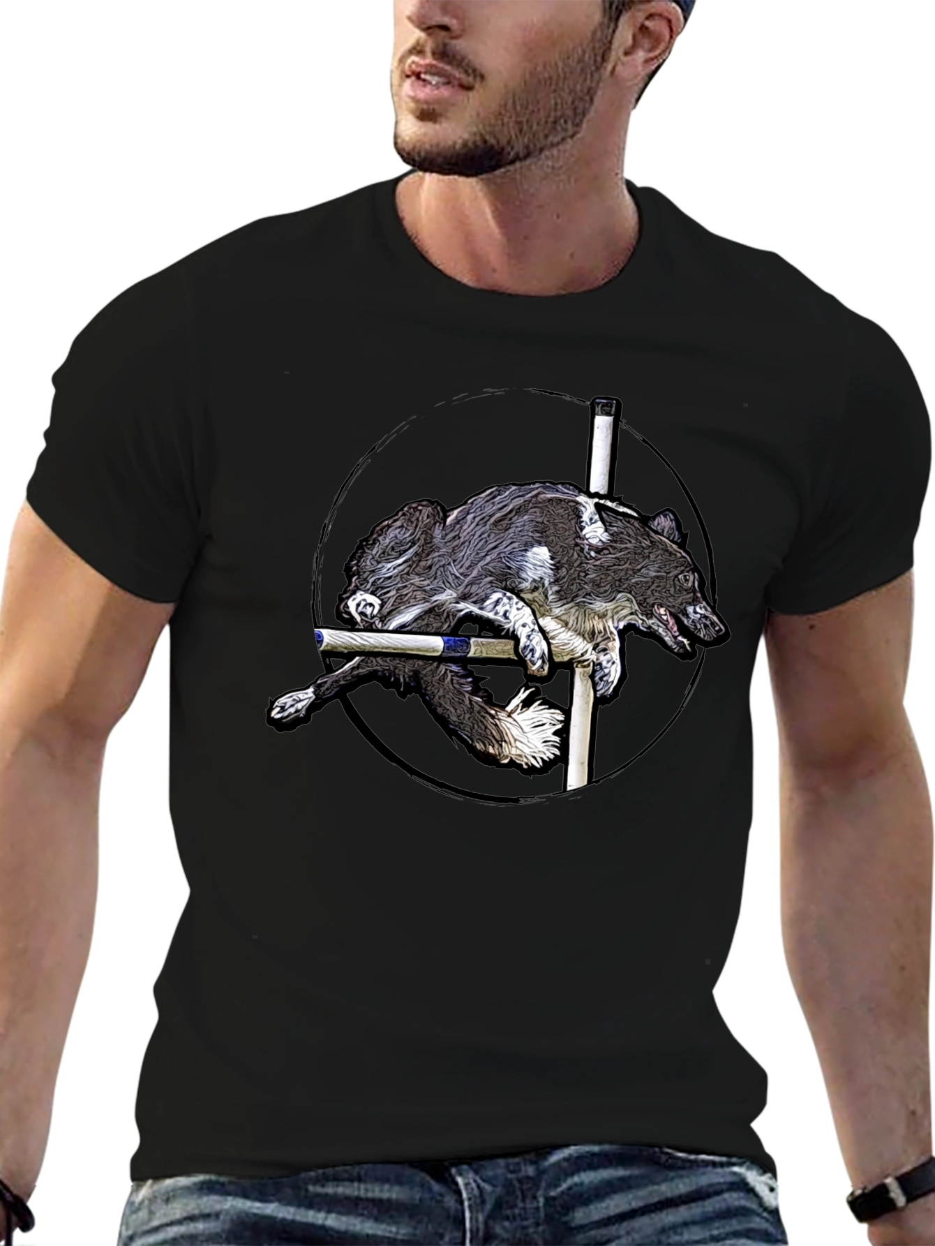 Dog Agility T-Shirt - Jumping Dog Graphic Tee