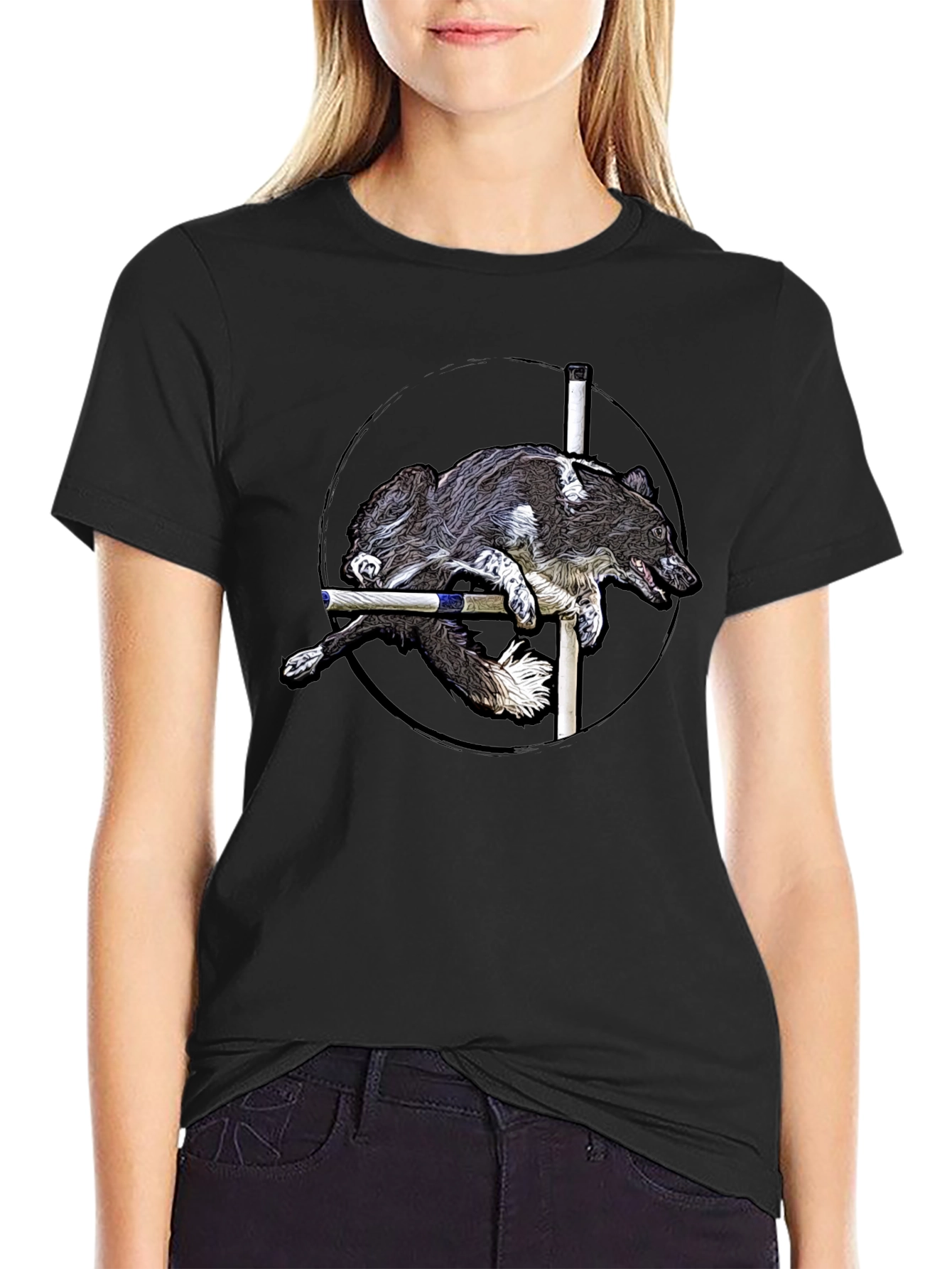 Dog Agility T-Shirt - Jumping Dog Graphic Tee
