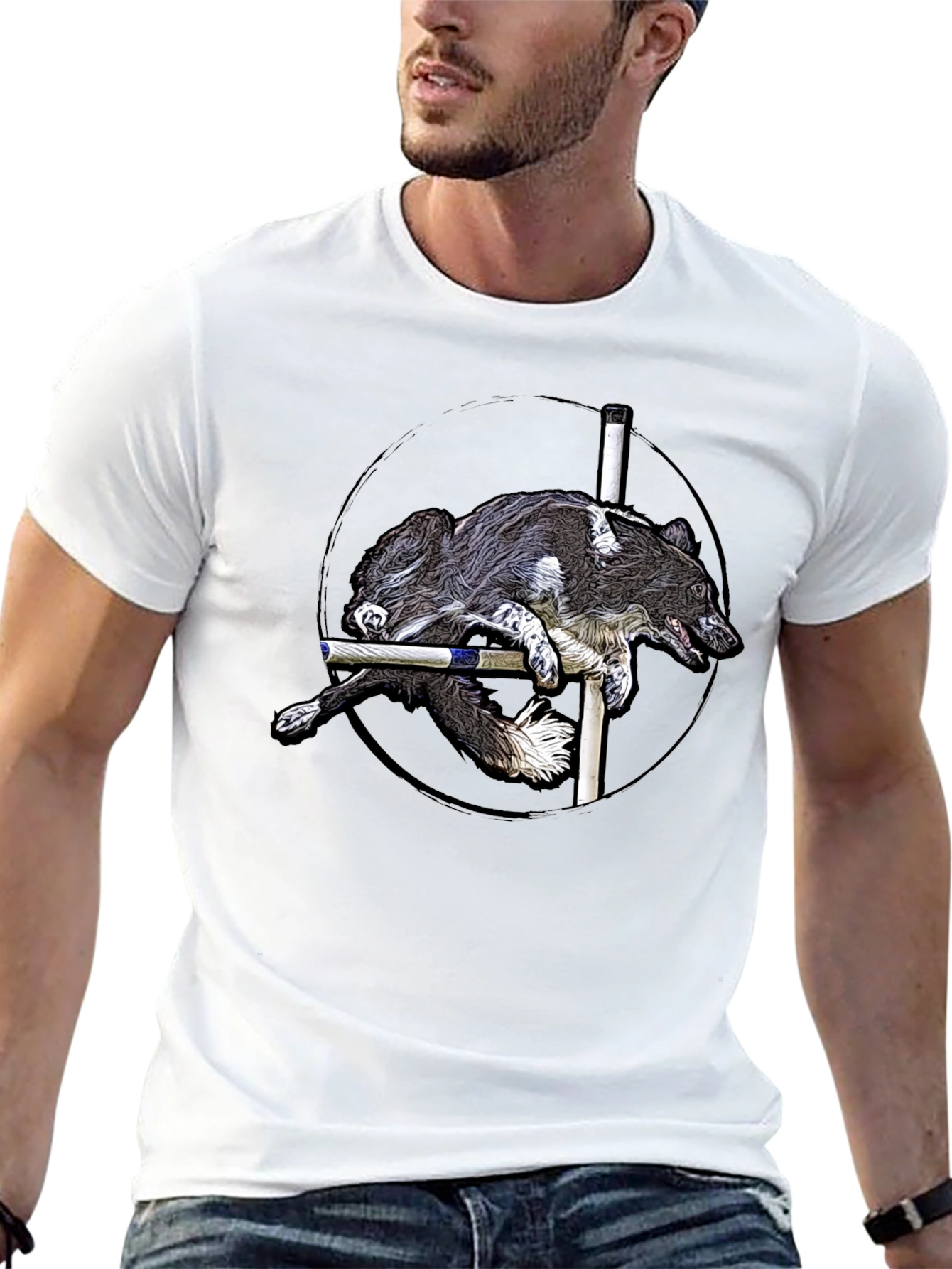 Dog Agility T-Shirt - Jumping Dog Graphic Tee