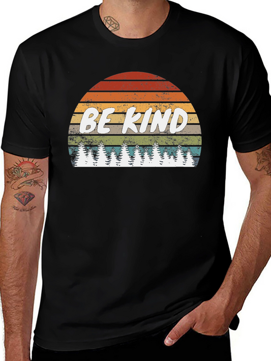 Be Kind Graphic Tee - Retro Sunset & Trees