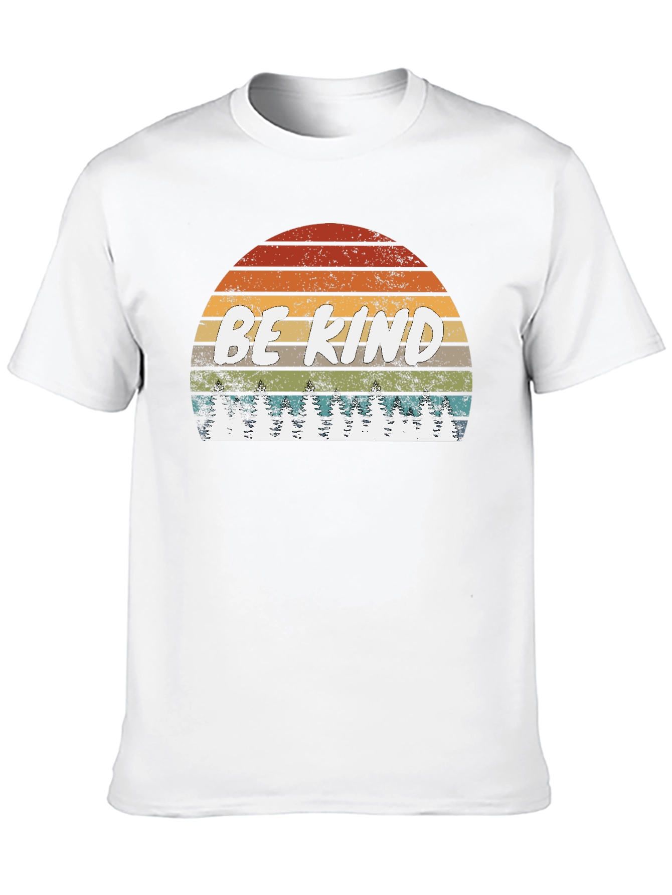Be Kind Graphic Tee - Retro Sunset & Trees