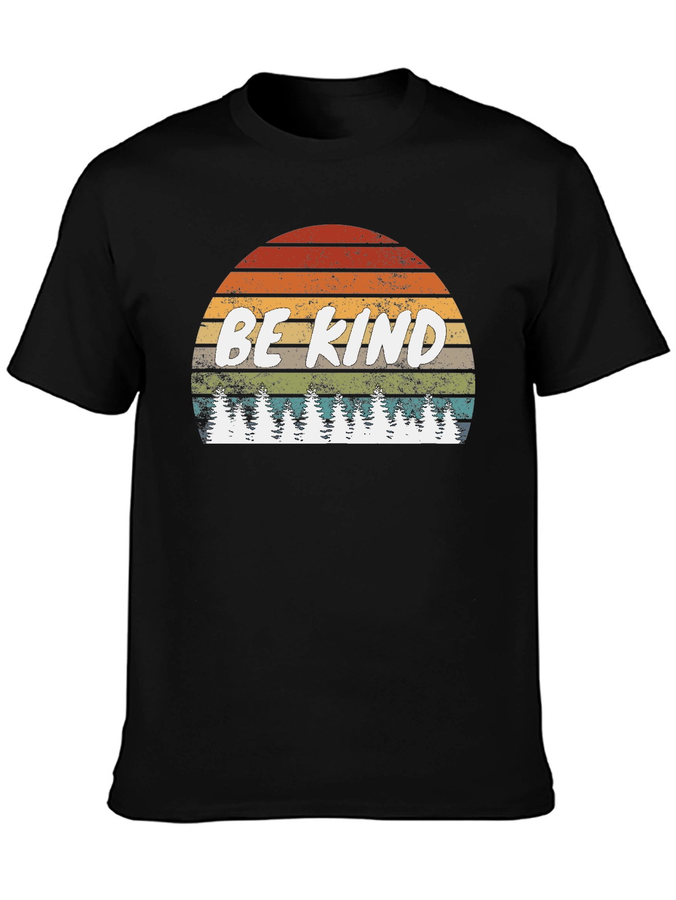 Be Kind Graphic Tee - Retro Sunset & Trees