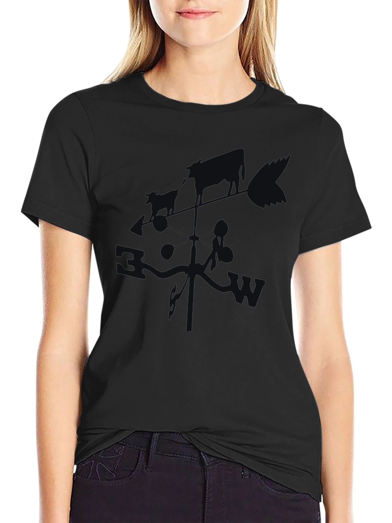 Modern Black Graphic Print T-Shirt