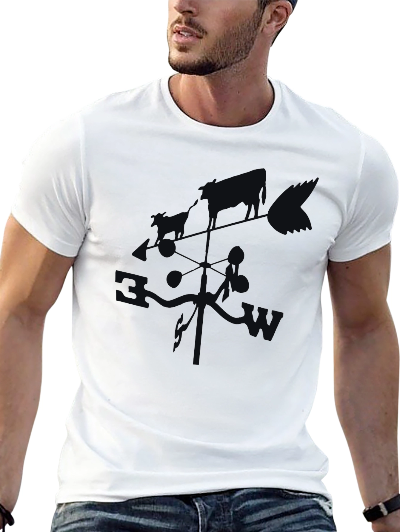 Modern Black Graphic Print T-Shirt