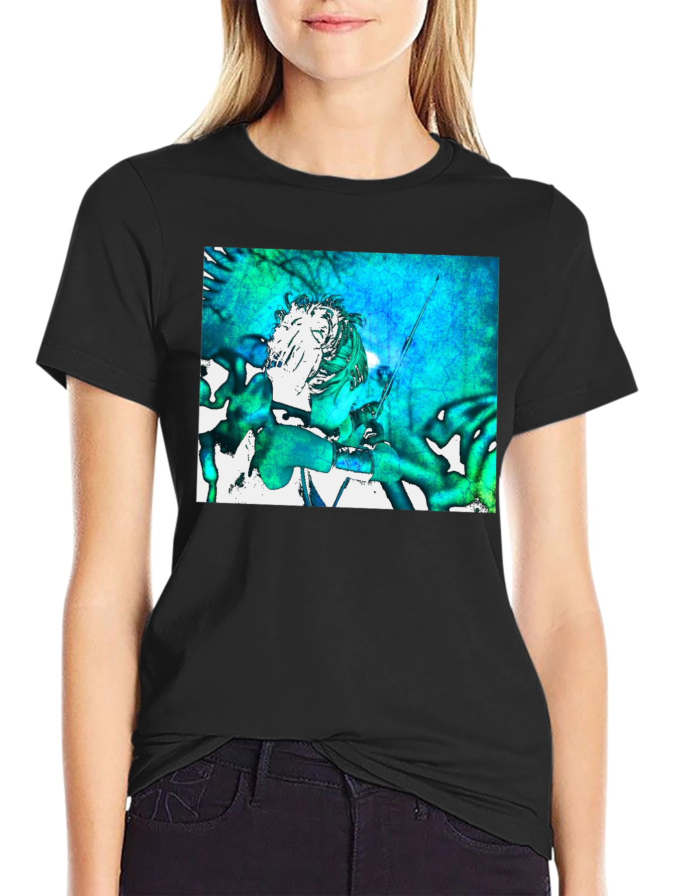 Abstract Art Graphic Print Black T-Shirt