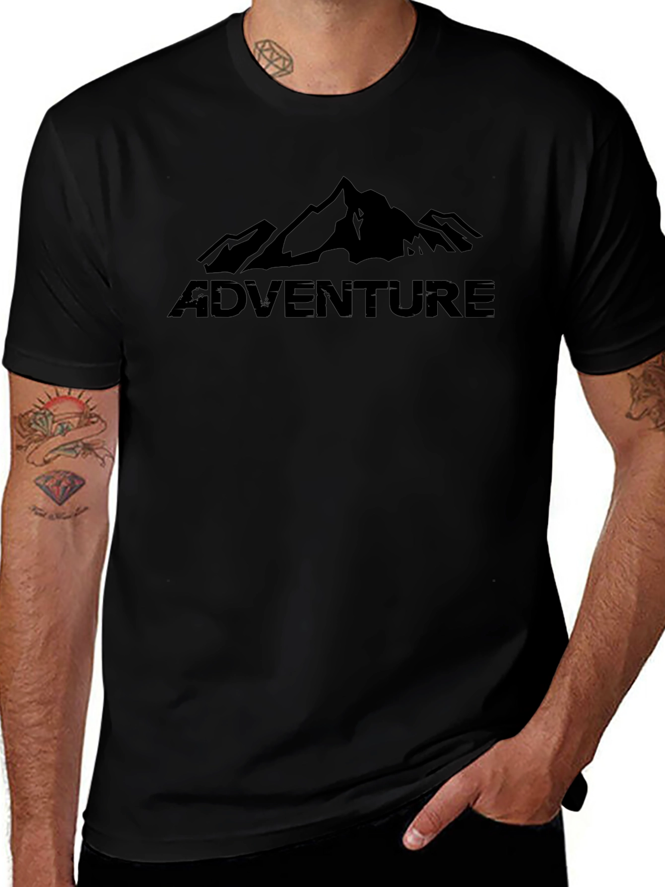 Adventure Mountain Graphic Tee - Mens Black T-Shirt