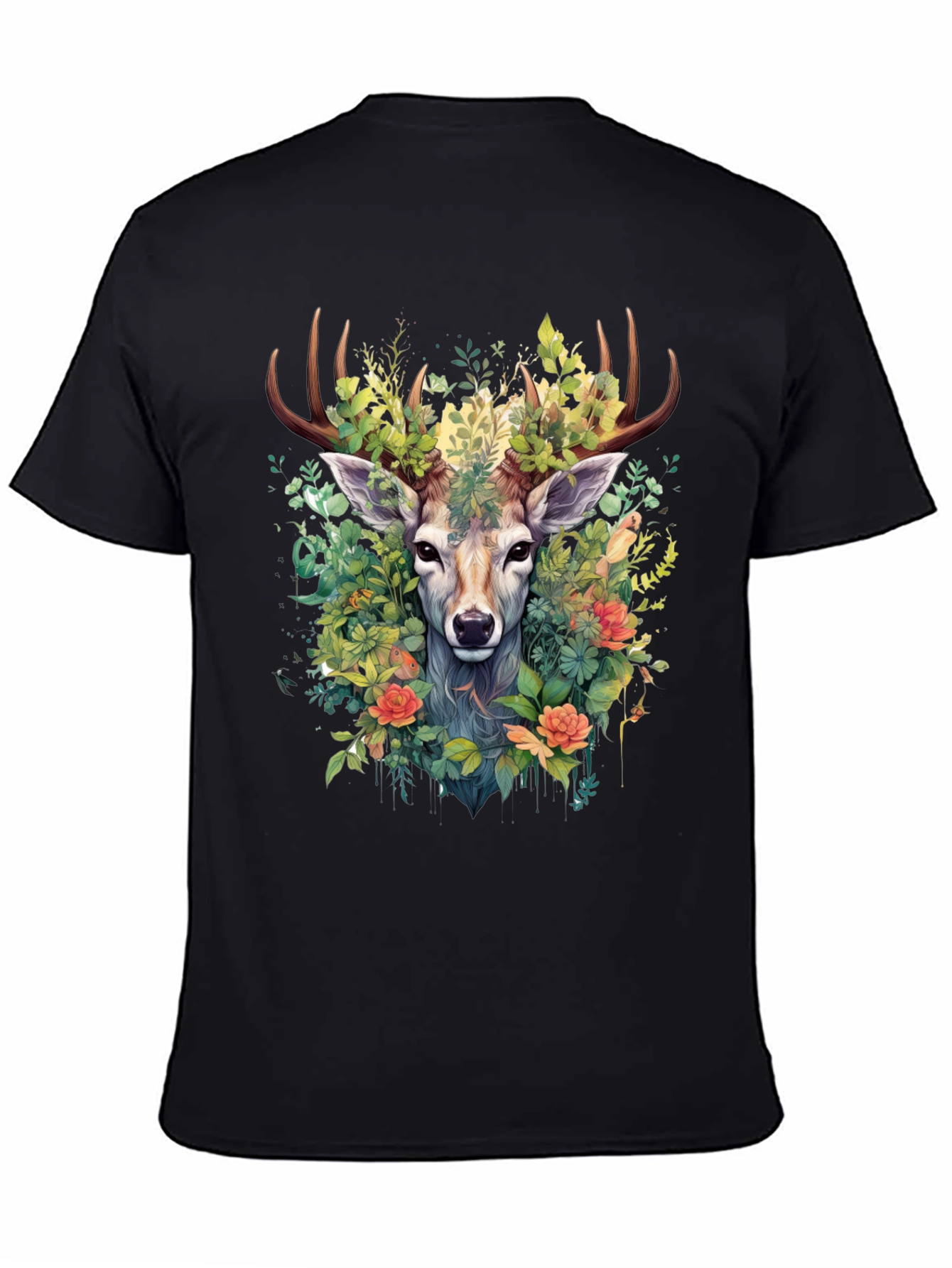 Botanical Deer Graphic Tee - Nature Inspired Design