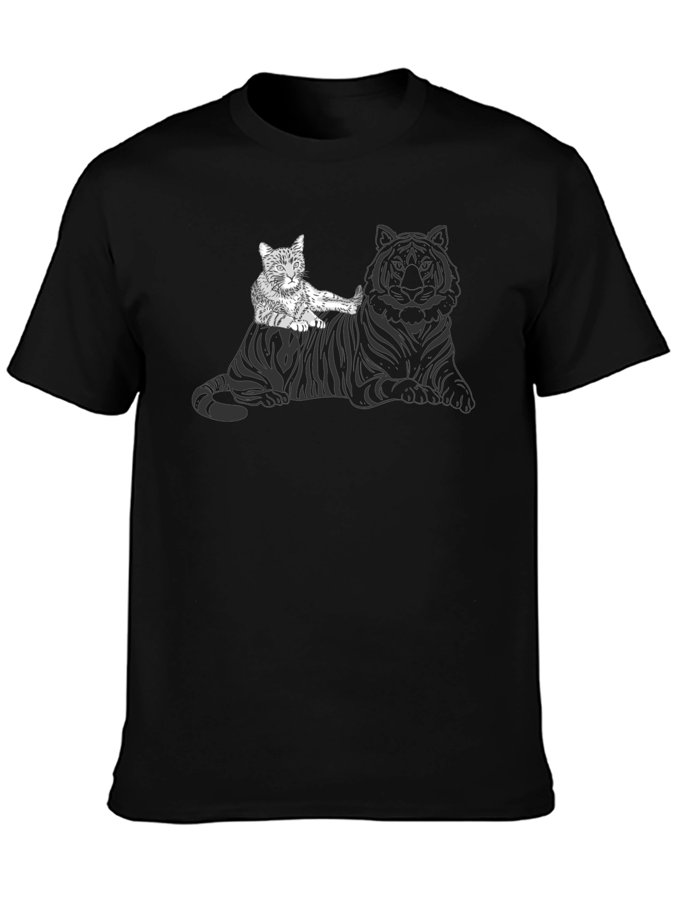 Cat Riding Tiger Graphic Tee - Unique Design