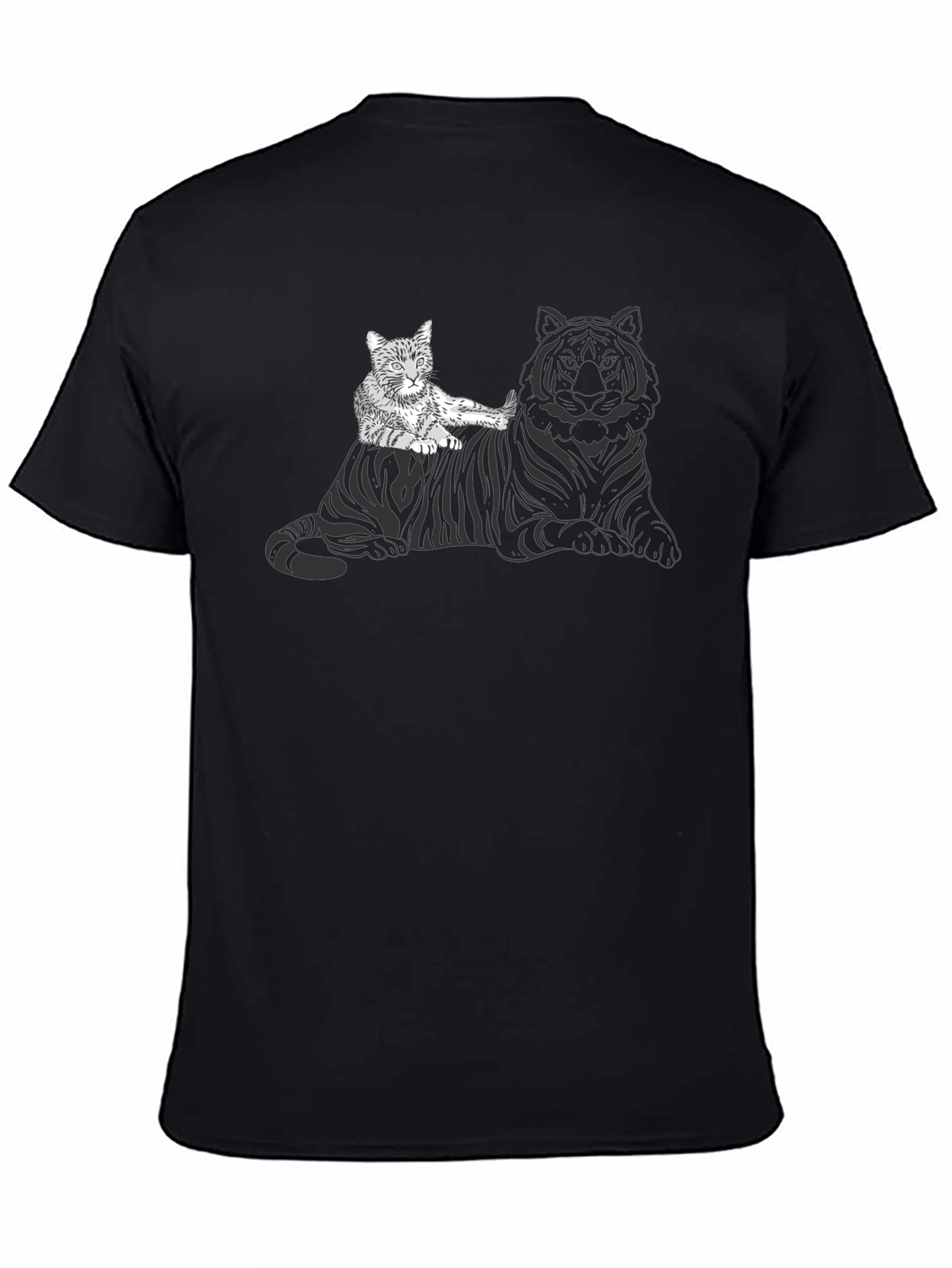 Cat Riding Tiger Graphic Tee - Unique Design