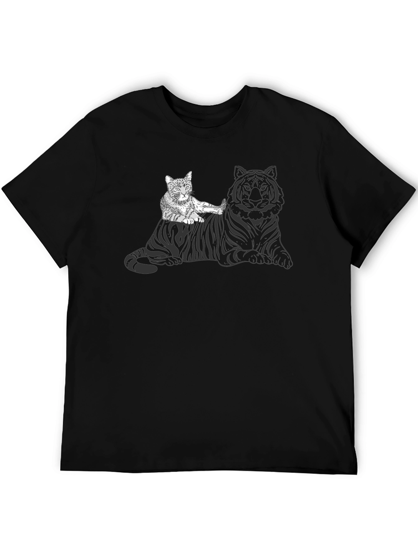 Cat Riding Tiger Graphic Tee - Unique Design