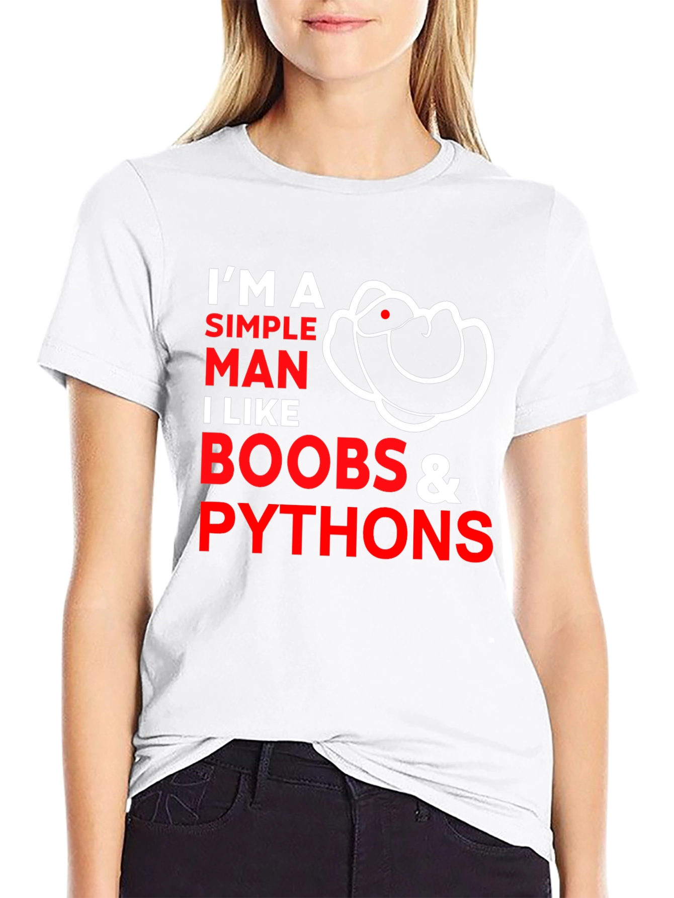 Simple Man Humor T-Shirt - Boobs and Pythons