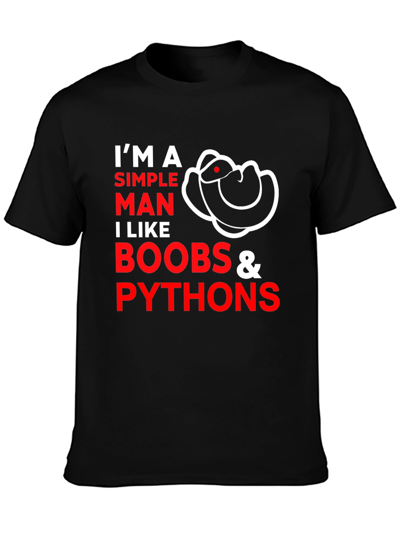Simple Man Humor T-Shirt - Boobs and Pythons