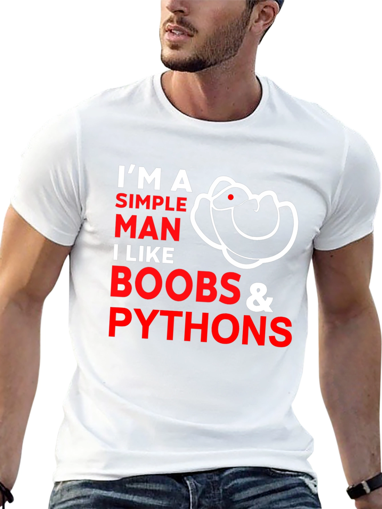 Simple Man Humor T-Shirt - Boobs and Pythons