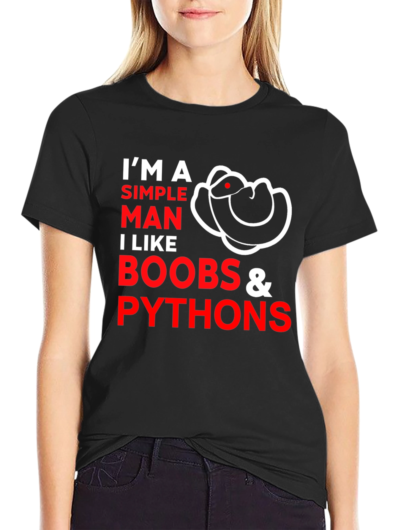 Simple Man Humor T-Shirt - Boobs and Pythons