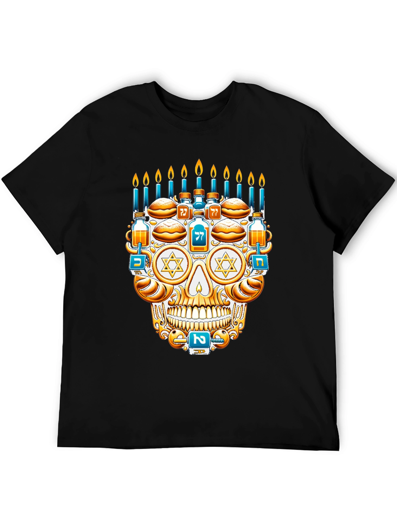 Hanukkah Skull Graphic T-Shirt