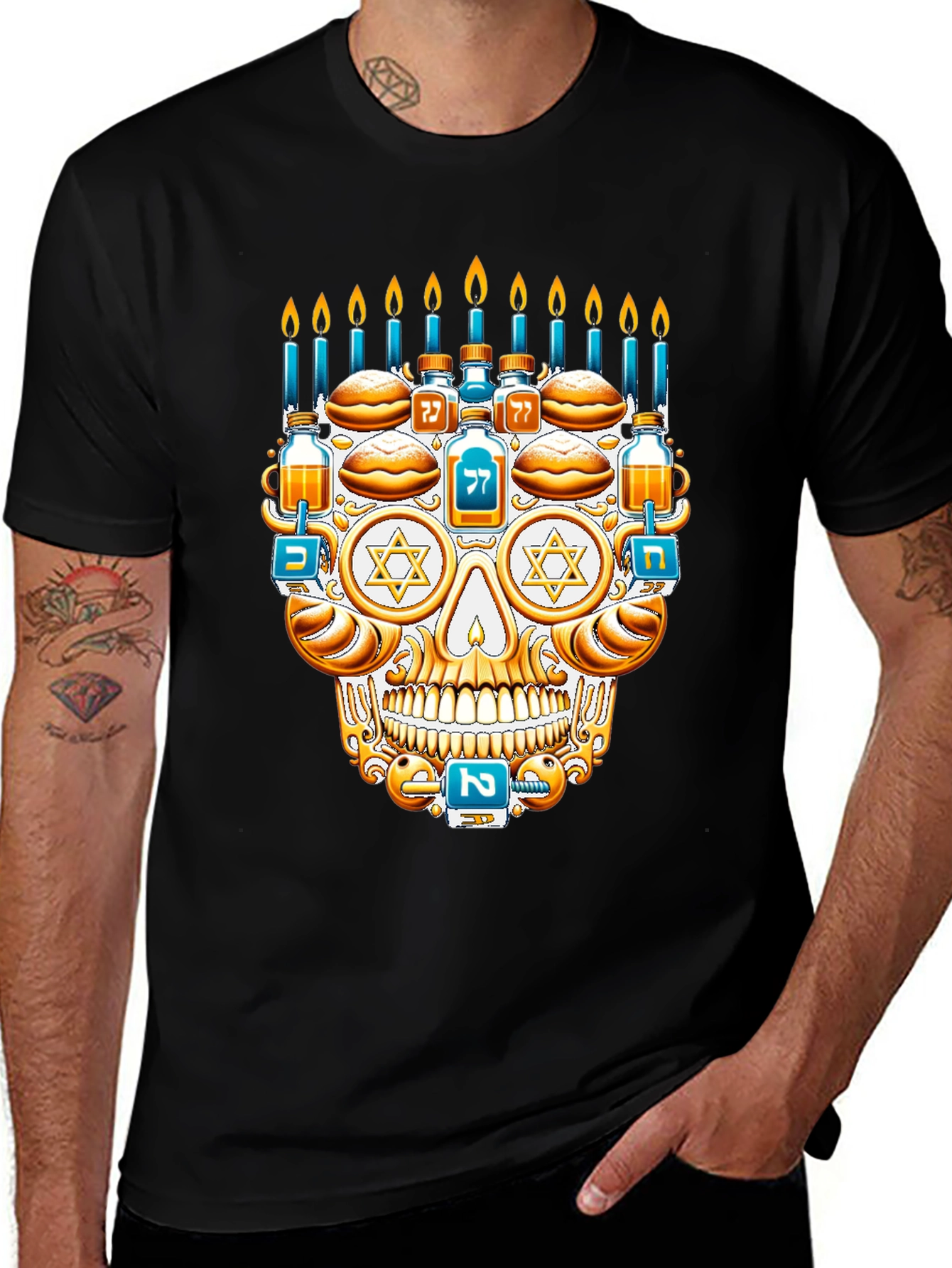 Hanukkah Skull Graphic T-Shirt