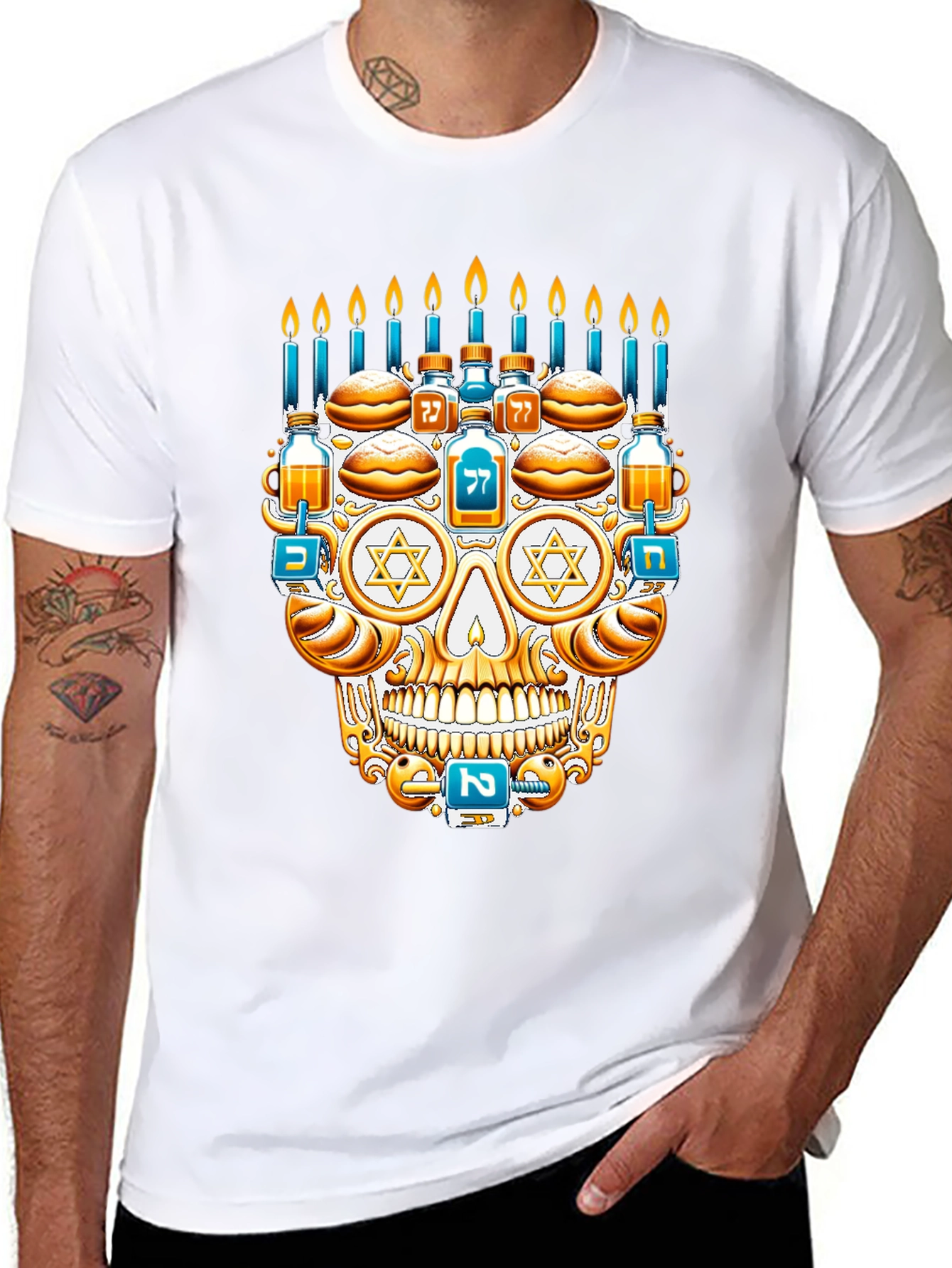 Hanukkah Skull Graphic T-Shirt