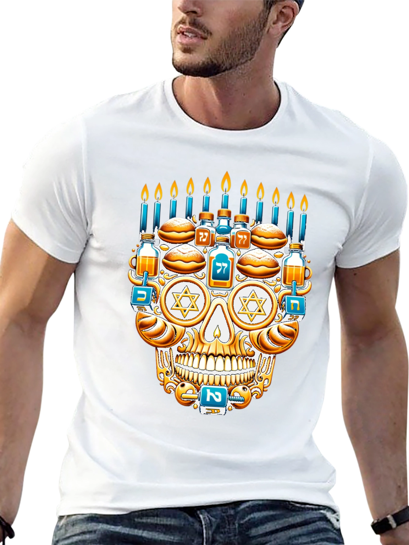 Hanukkah Skull Graphic T-Shirt