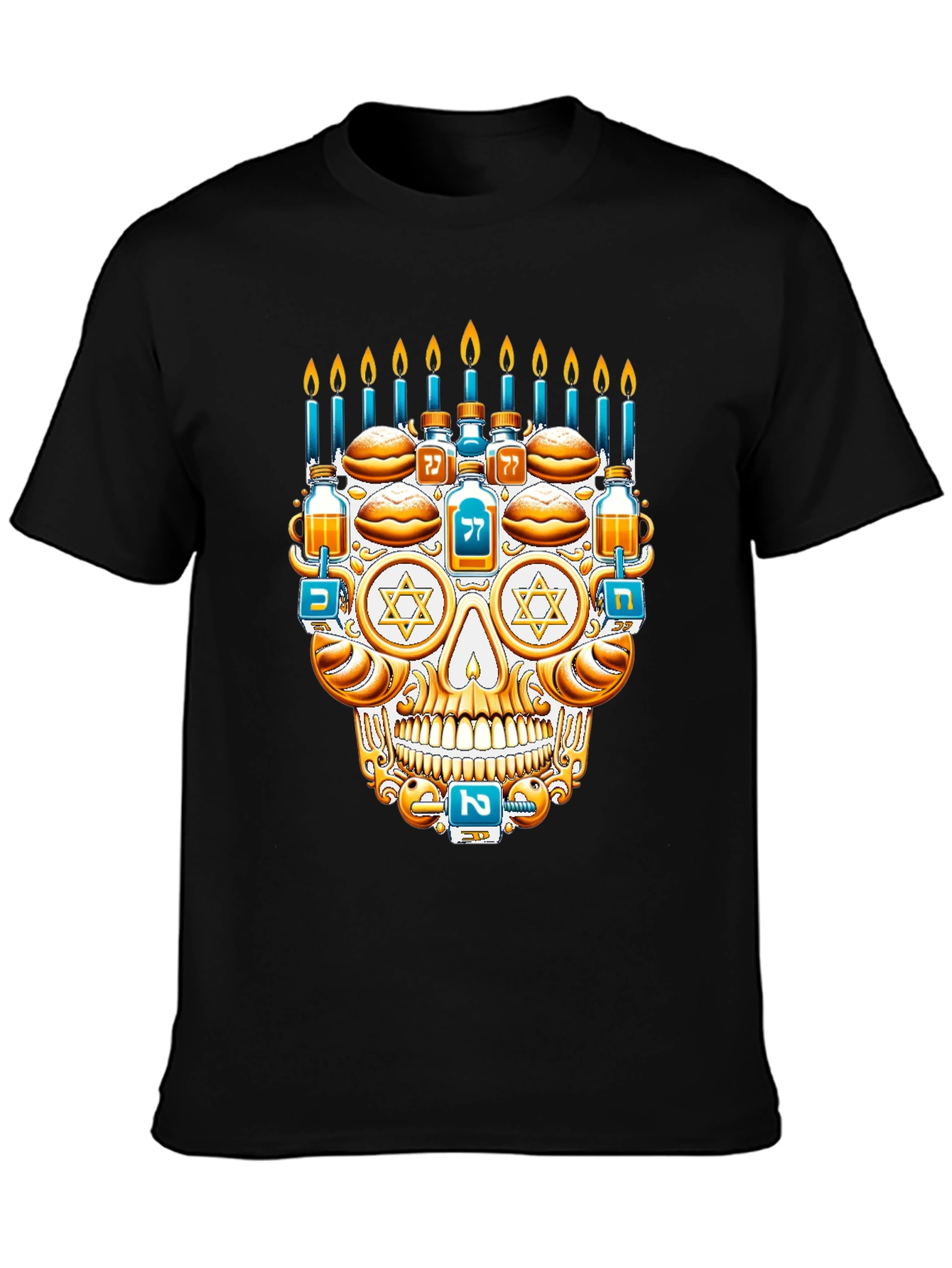 Hanukkah Skull Graphic T-Shirt