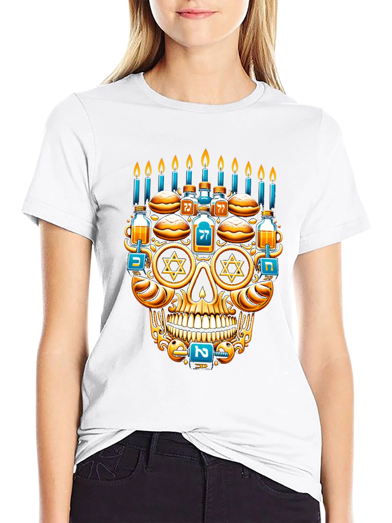 Hanukkah Skull Graphic T-Shirt