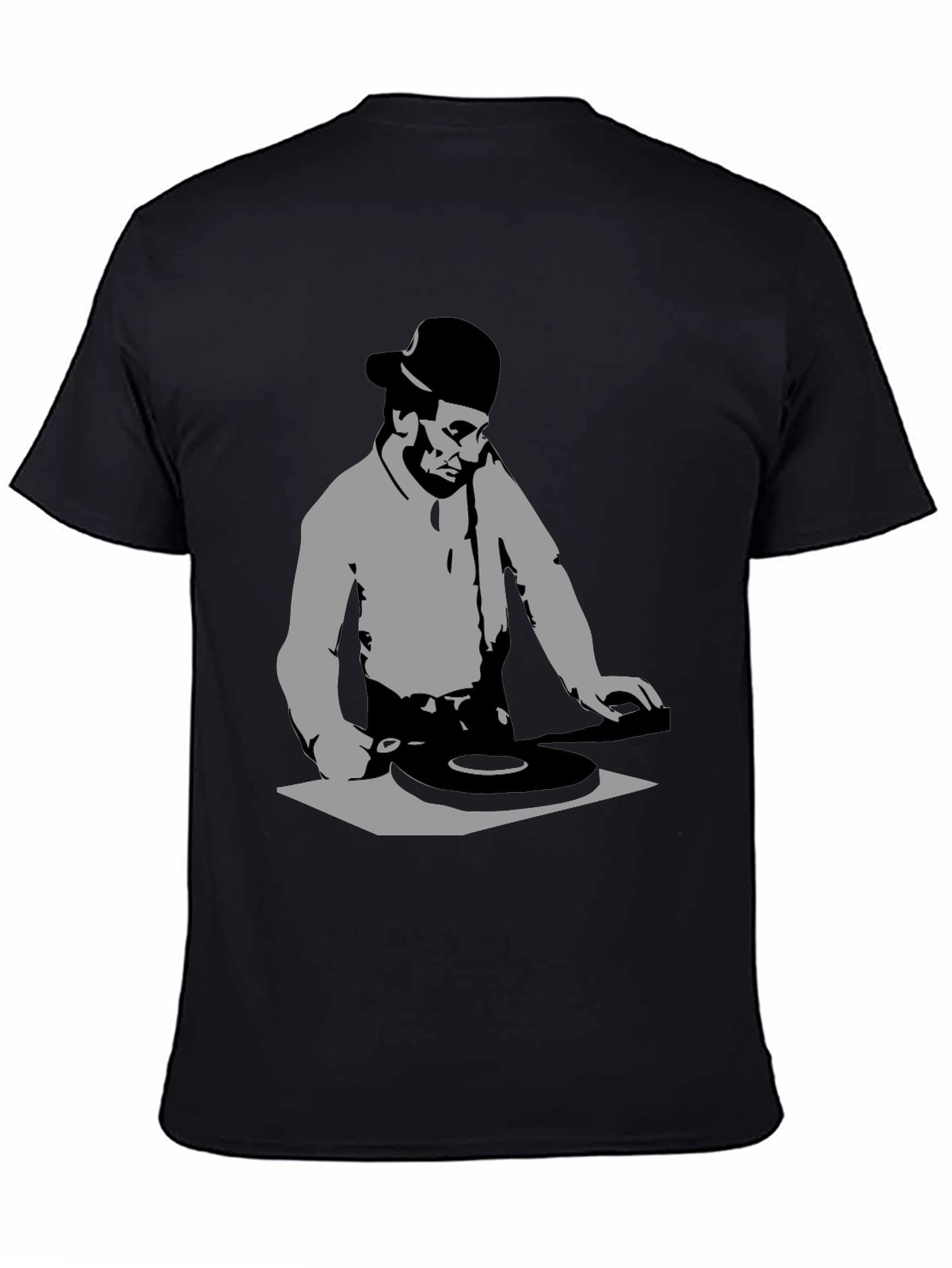 DJ Silhouette Black Graphic T-Shirt - Turntable