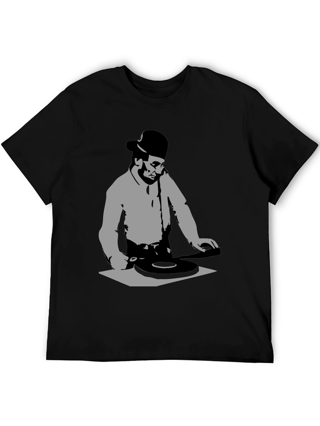 DJ Silhouette Black Graphic T-Shirt - Turntable