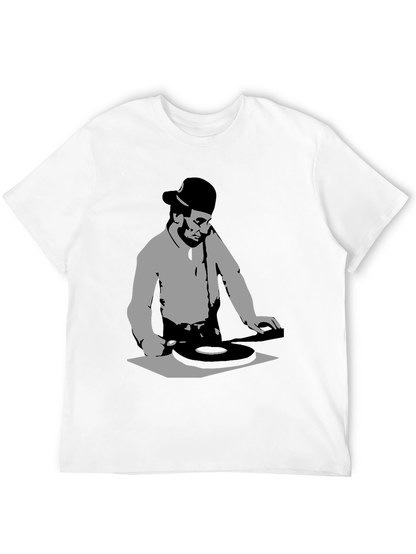 DJ Silhouette Black Graphic T-Shirt - Turntable