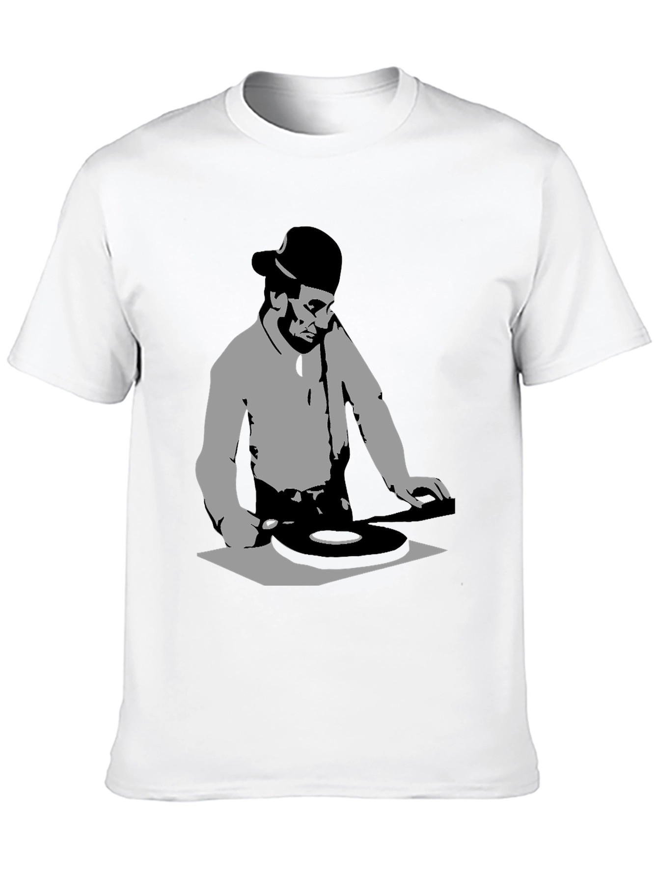 DJ Silhouette Black Graphic T-Shirt - Turntable