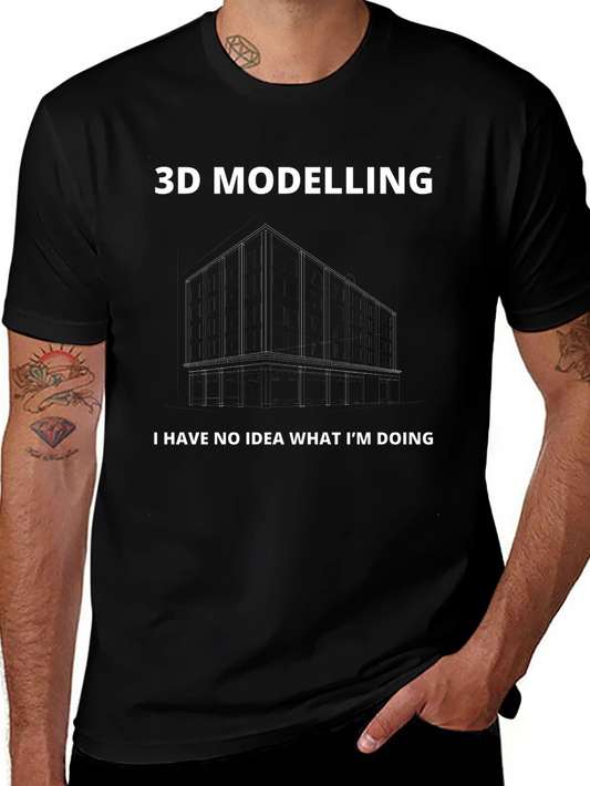 3D Modelling Black T-Shirt - Funny Graphic Tee