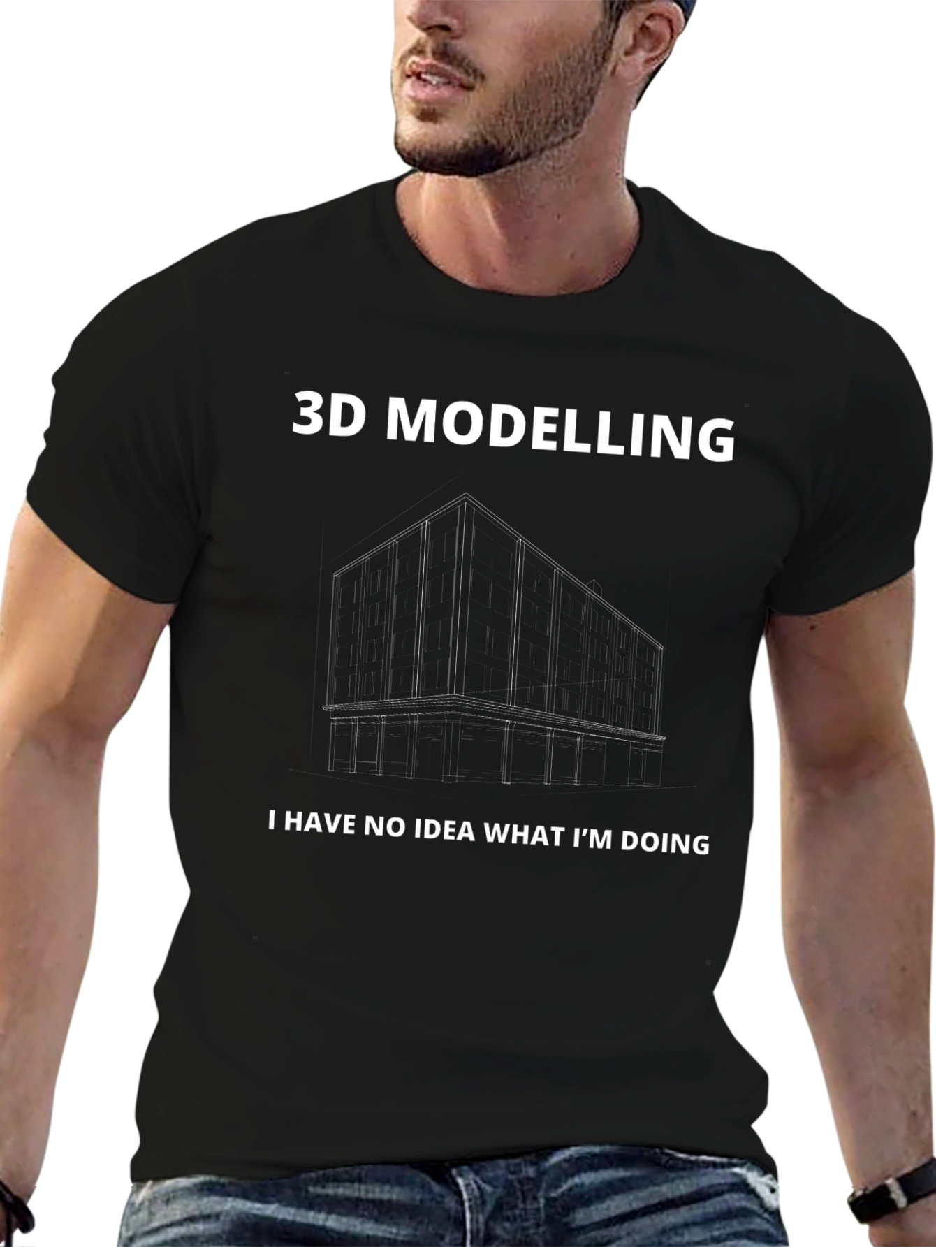 3D Modelling Black T-Shirt - Funny Graphic Tee