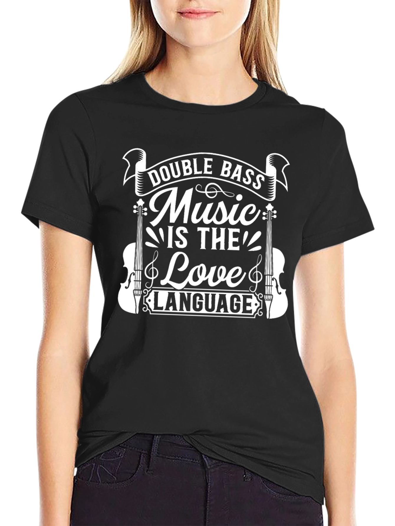Double Bass Music Lover T-Shirt - Musicians Love Language