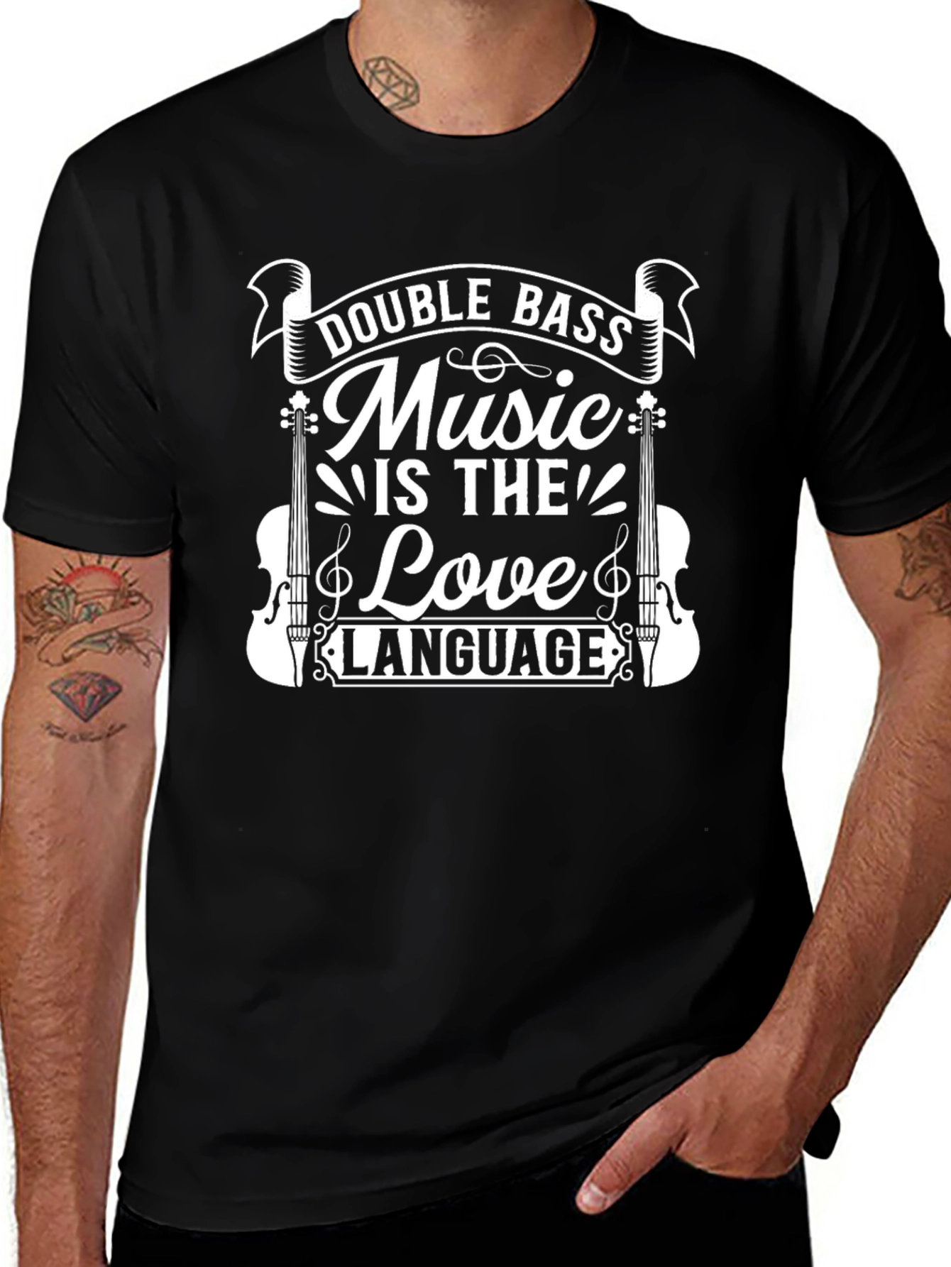 Double Bass Music Lover T-Shirt - Musicians Love Language