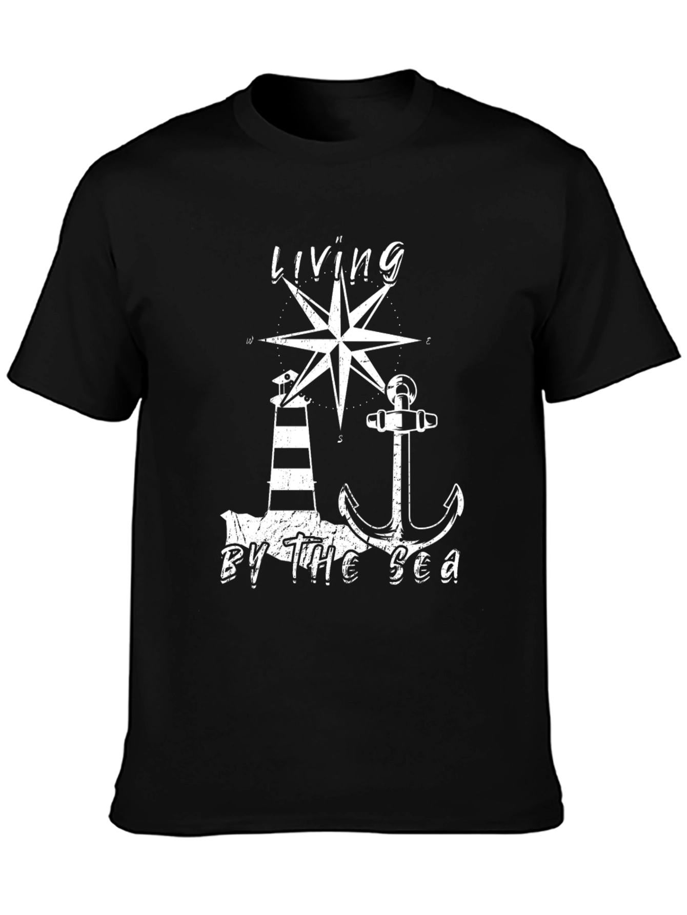 Living by the Sea T-Shirt - Nautical Design