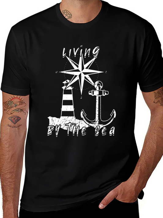 Living by the Sea T-Shirt - Nautical Design
