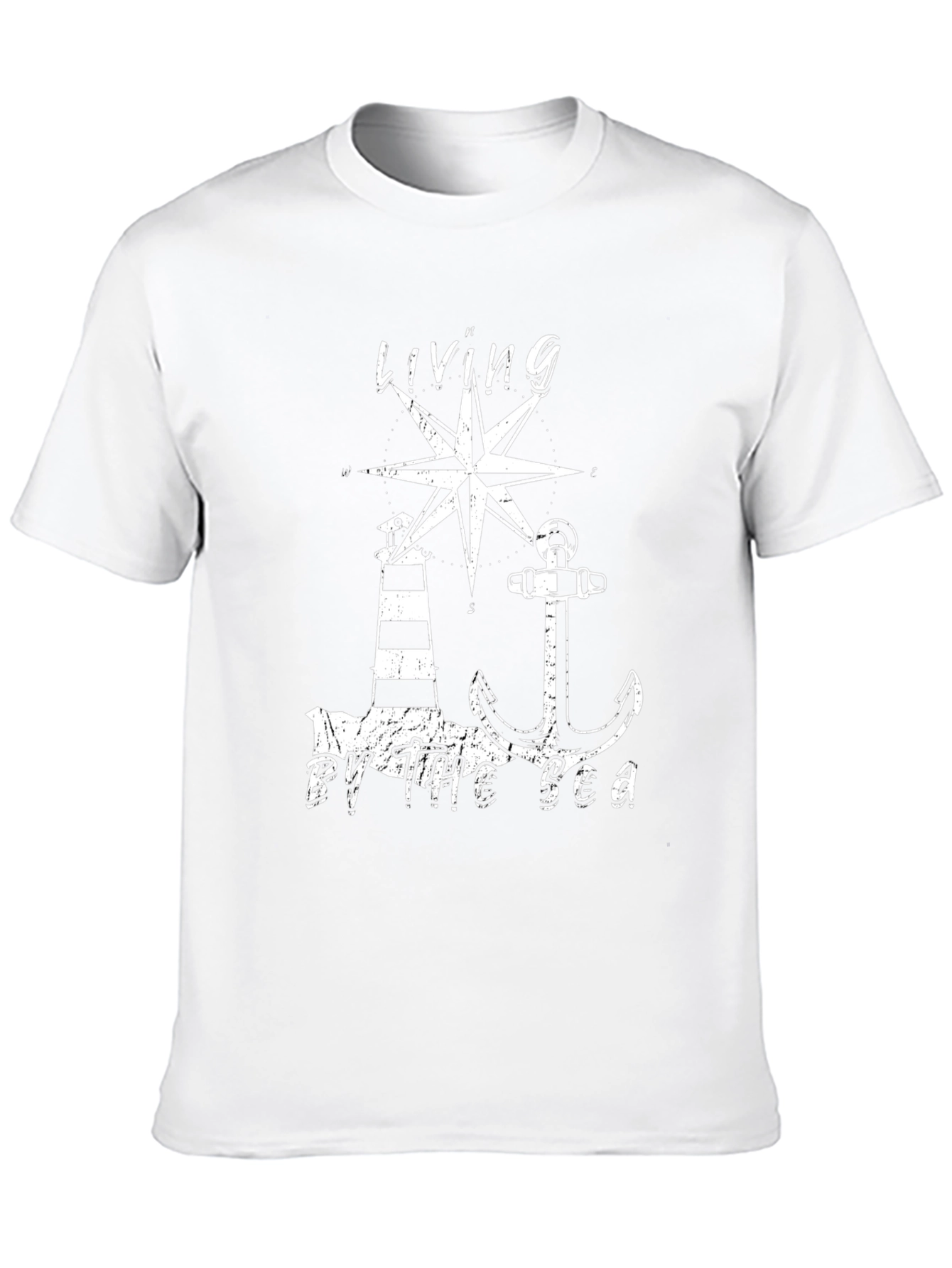 Living by the Sea T-Shirt - Nautical Design