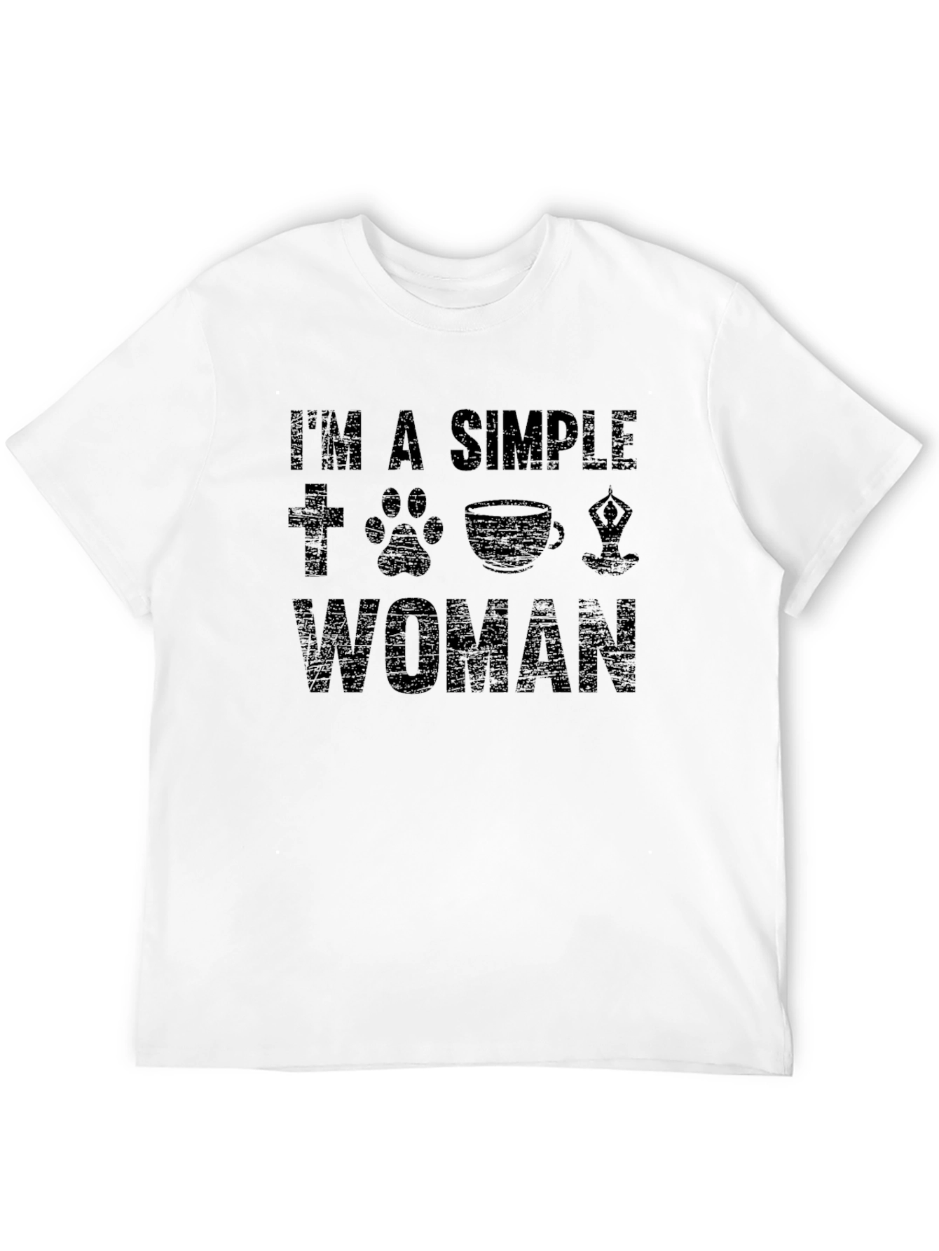 Simple Woman T-Shirt: Faith Dog Coffee Yoga