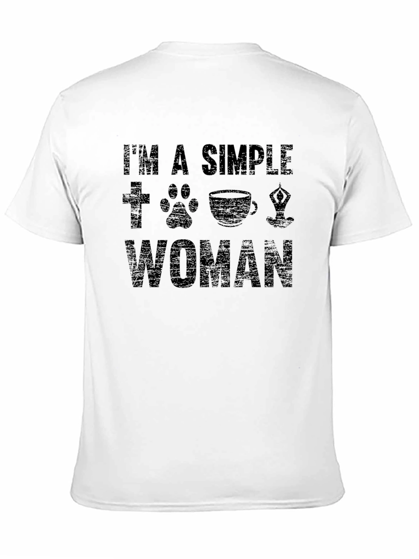 Simple Woman T-Shirt: Faith Dog Coffee Yoga