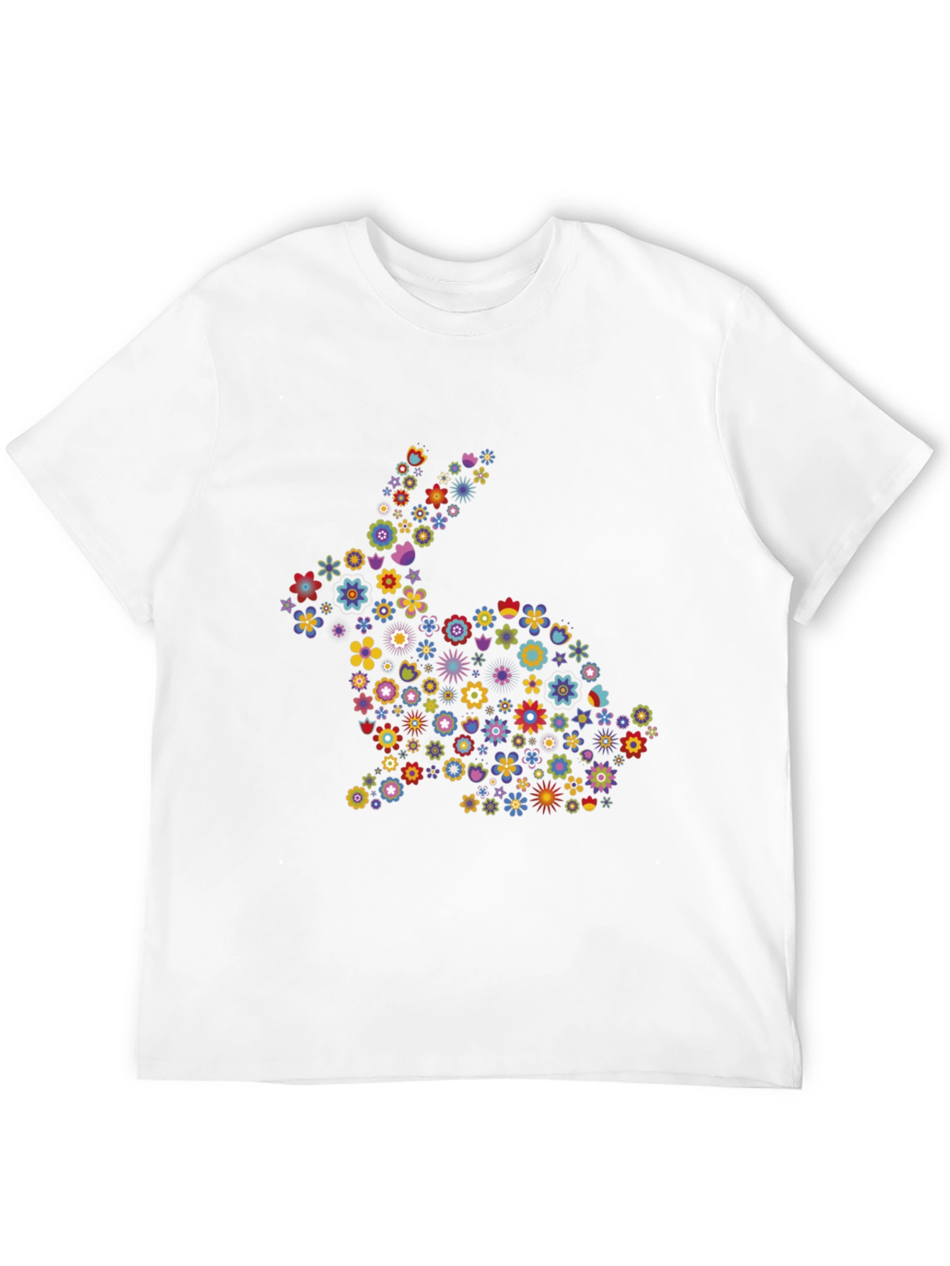 Floral Bunny Graphic Black T-Shirt