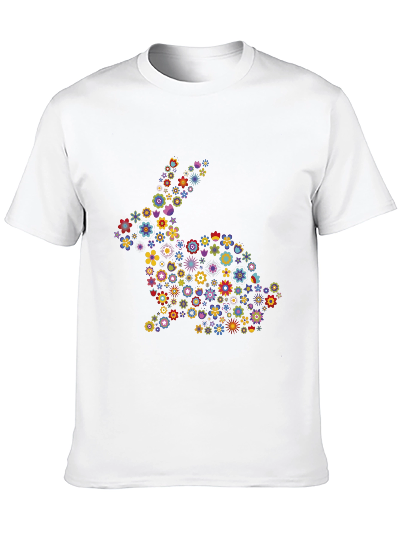 Floral Bunny Graphic Black T-Shirt