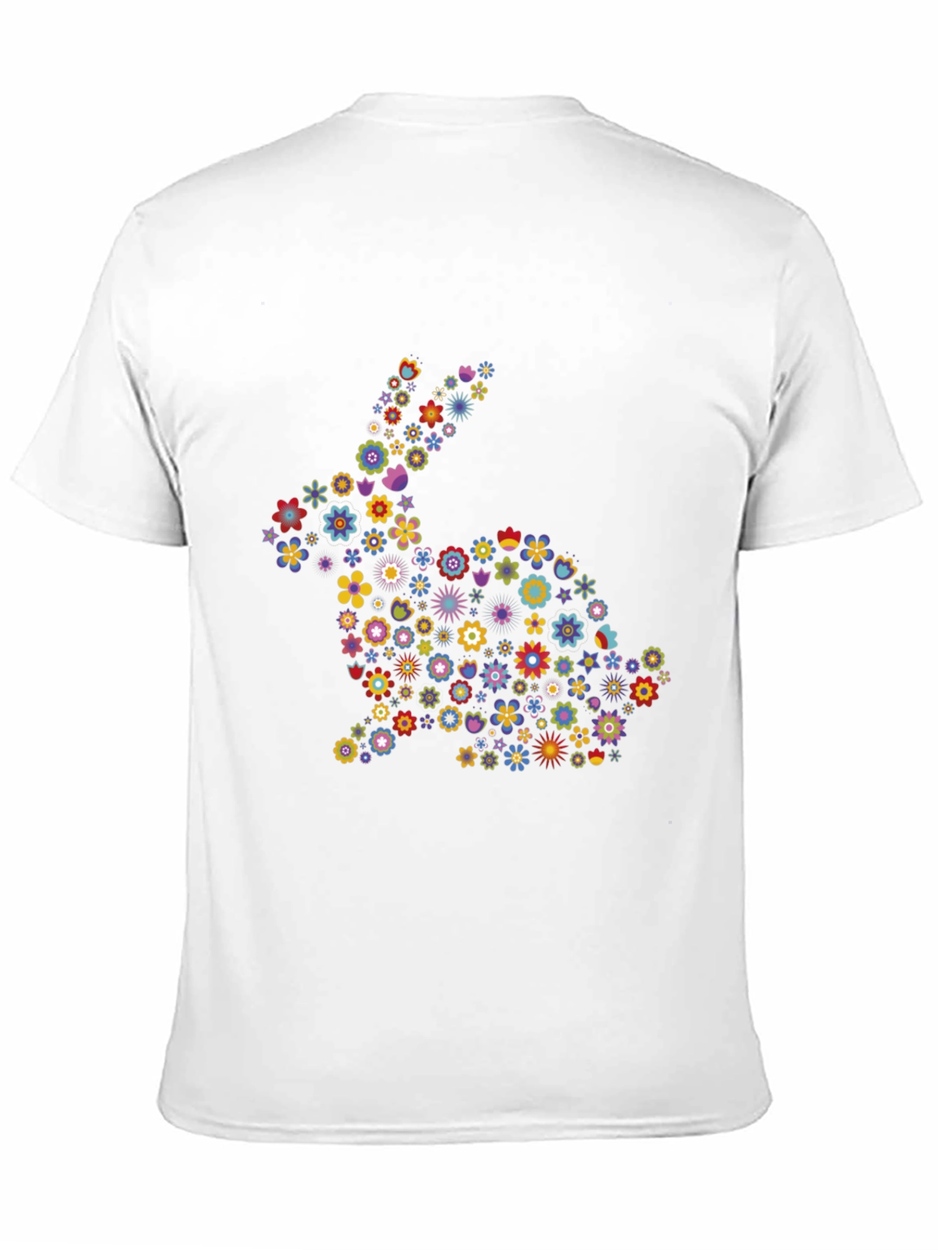 Floral Bunny Graphic Black T-Shirt