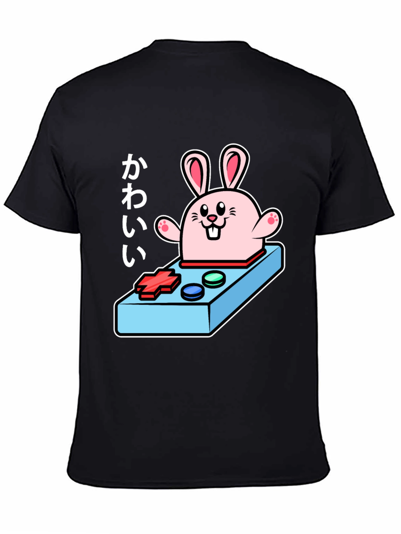 Kawaii Bunny Gaming Controller Black T-Shirt